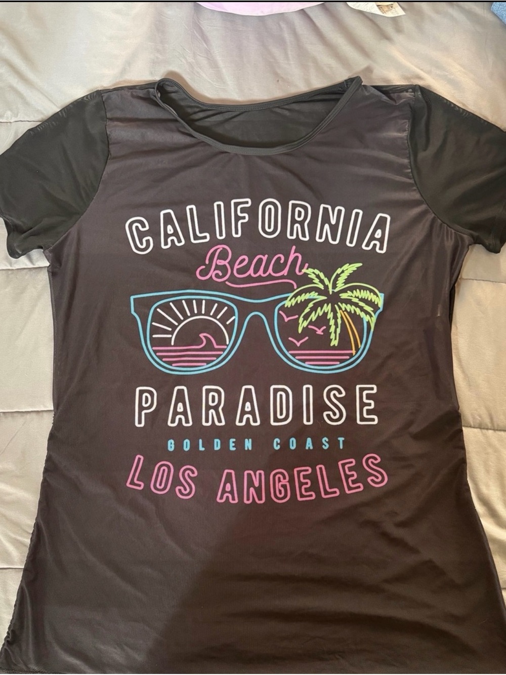 Black Sheer Short-Sleeve Women’s Top